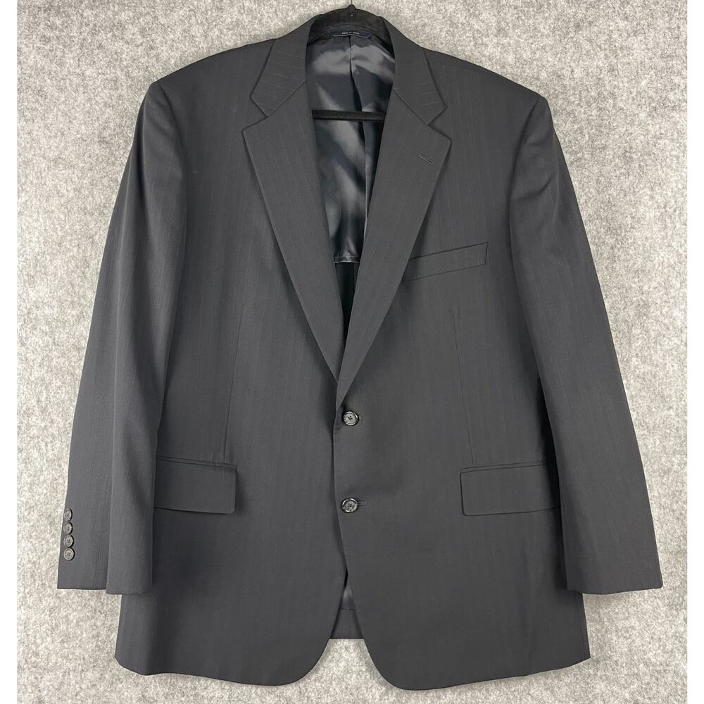 Brooks Brothers Brookscool Blazer Sport Coat Mens 46R Black 2 Button Pinstripe